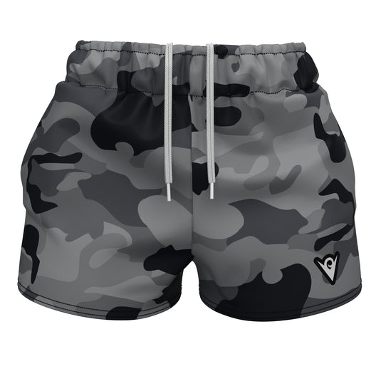 Ash Camo (Women's Sports Shorts - Recycled Polyester) Excelsior/Urban