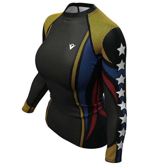 Venezuela - Galaxy (Women's Rash Guard) Olympian (Starred Sleeves)