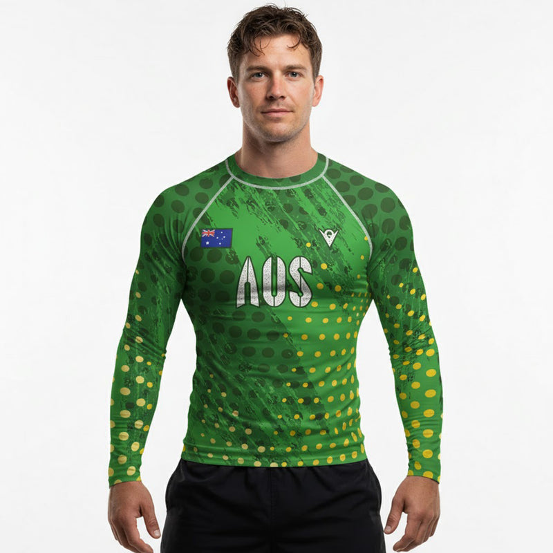 Load image into Gallery viewer, Australia - AUS 61 - Country Codes (Men&#39;s Rash Guard) Olympian
