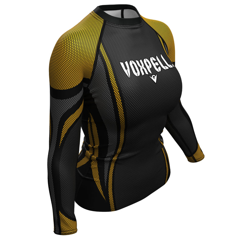 Load image into Gallery viewer, Voxpell Galaxy (Yellow/Grey) (Women&#39;s Rash Guard) Excelsior
