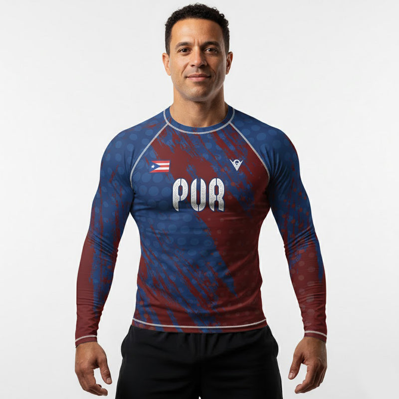 Load image into Gallery viewer, Puerto Rico - PUR 1 - Country Codes (Men&#39;s Rash Guard) Olympian
