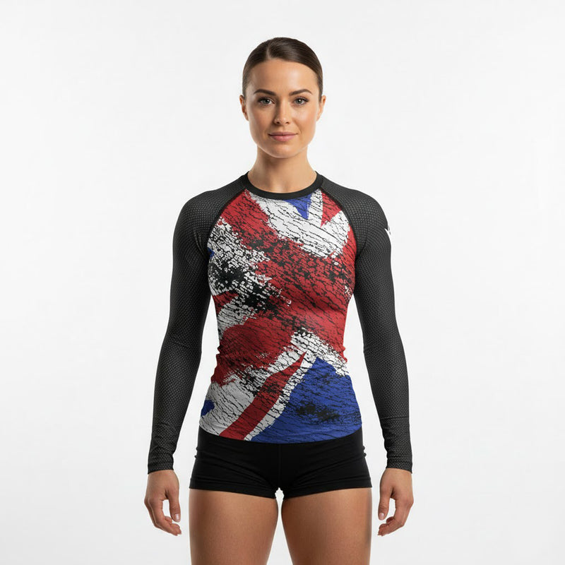 Load image into Gallery viewer, United Kingdom (Union Jack Flag) - Urban (Women&#39;s Rash Guard) Olympian
