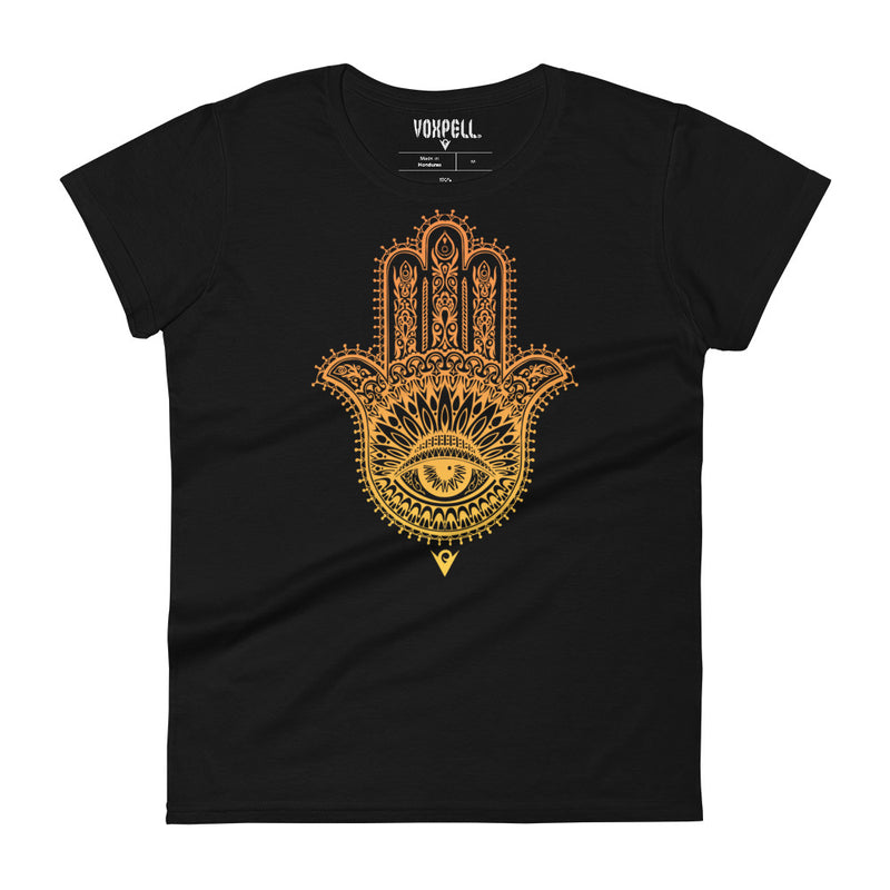 Load image into Gallery viewer, The Hamsa Tee (Women&#39;s Crew-neck T-shirt) Yoga Bliss
